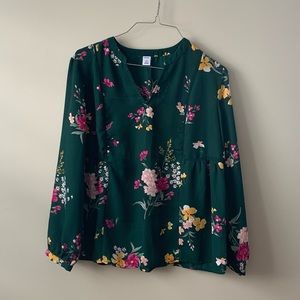 Old Navy Floral Split Neck Blouse